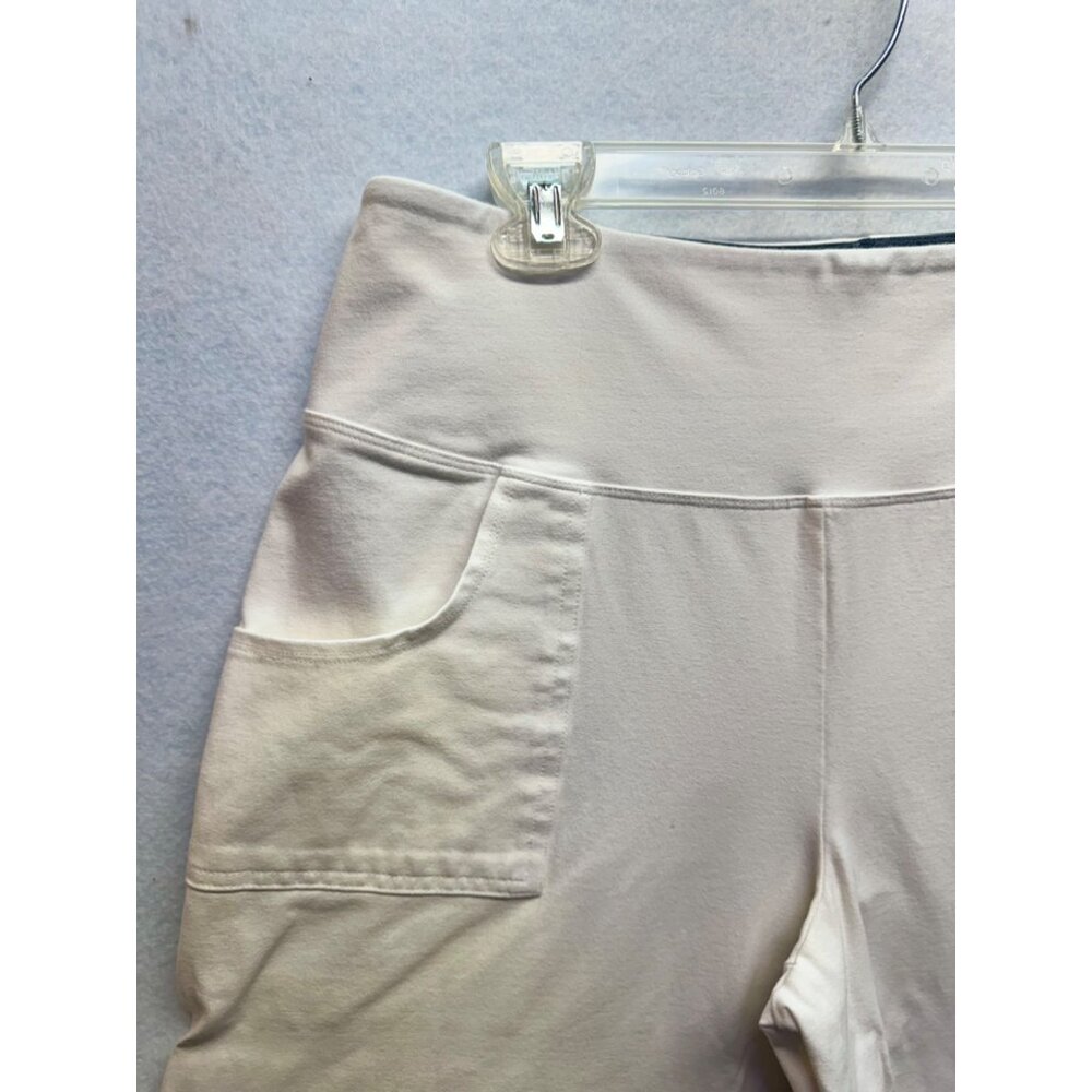 Capri Yoga Pants White Renee Greenstein Women With Control Stretch Pockets Large - Picture 2 of 8